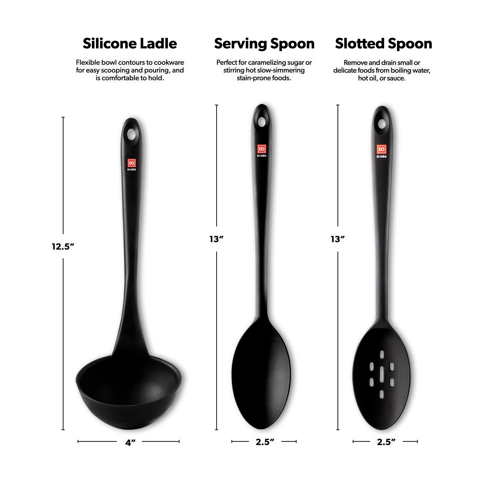 DI ORO Living silicone utensils nonstick-safe construction protects cookware