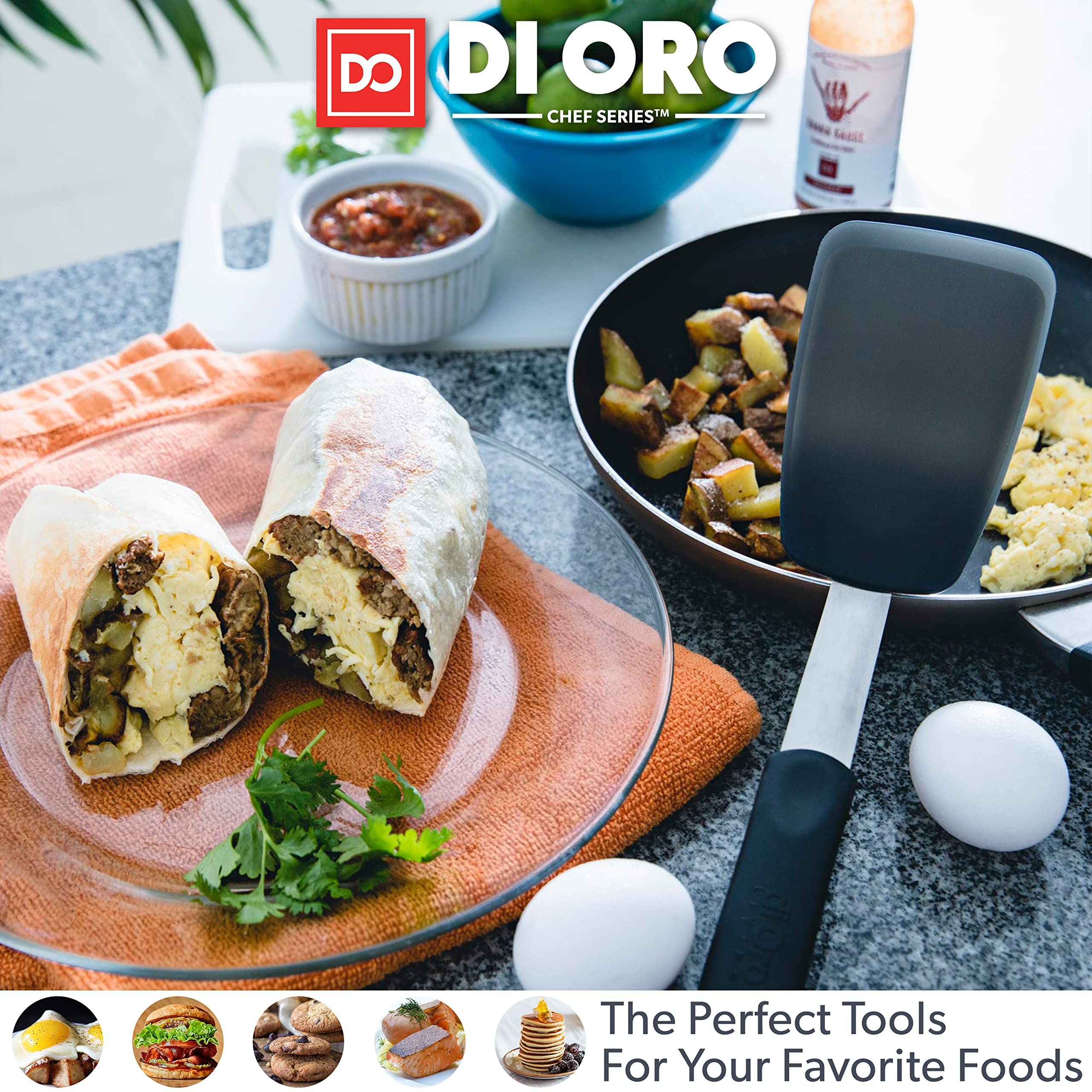 DI ORO Living Slip-Resistant Handle Spatula offers secure grip even when wet