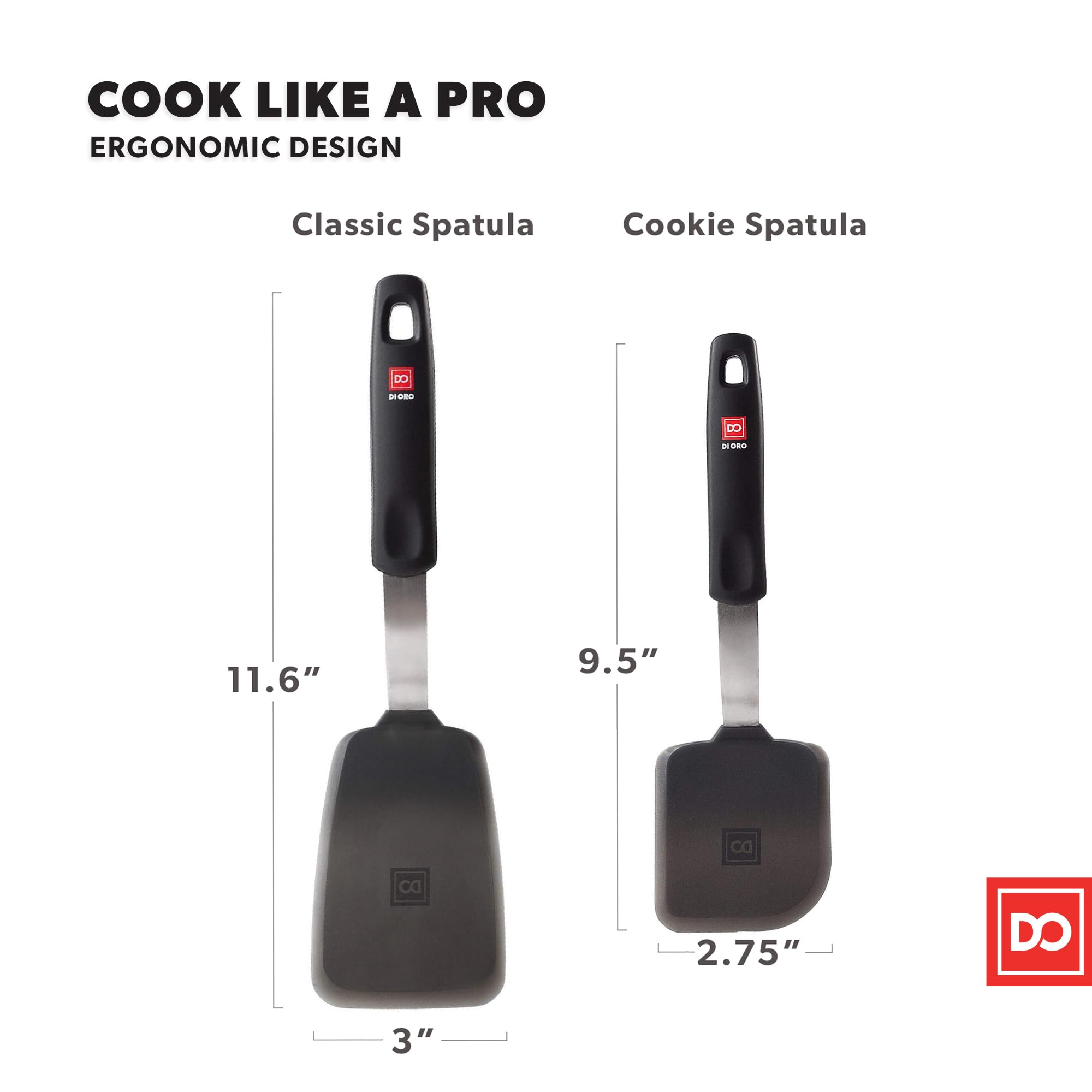DI ORO Living soft-touch handle spatula resists heat and warping