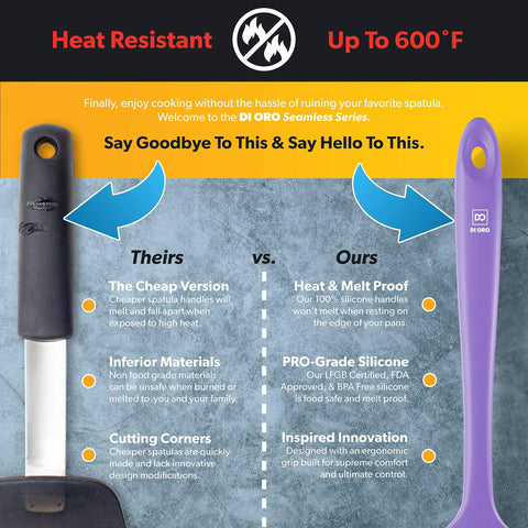 DI ORO Living spoonula dishwasher-safe design simplifies cleanup after cooking.