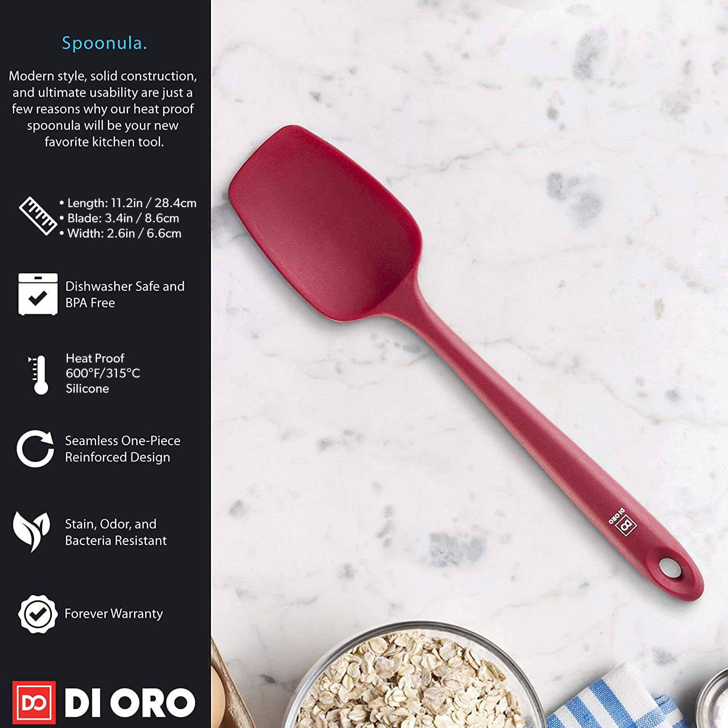 DI ORO Living spoonula suited for baking, cooking, and mixing tasks.