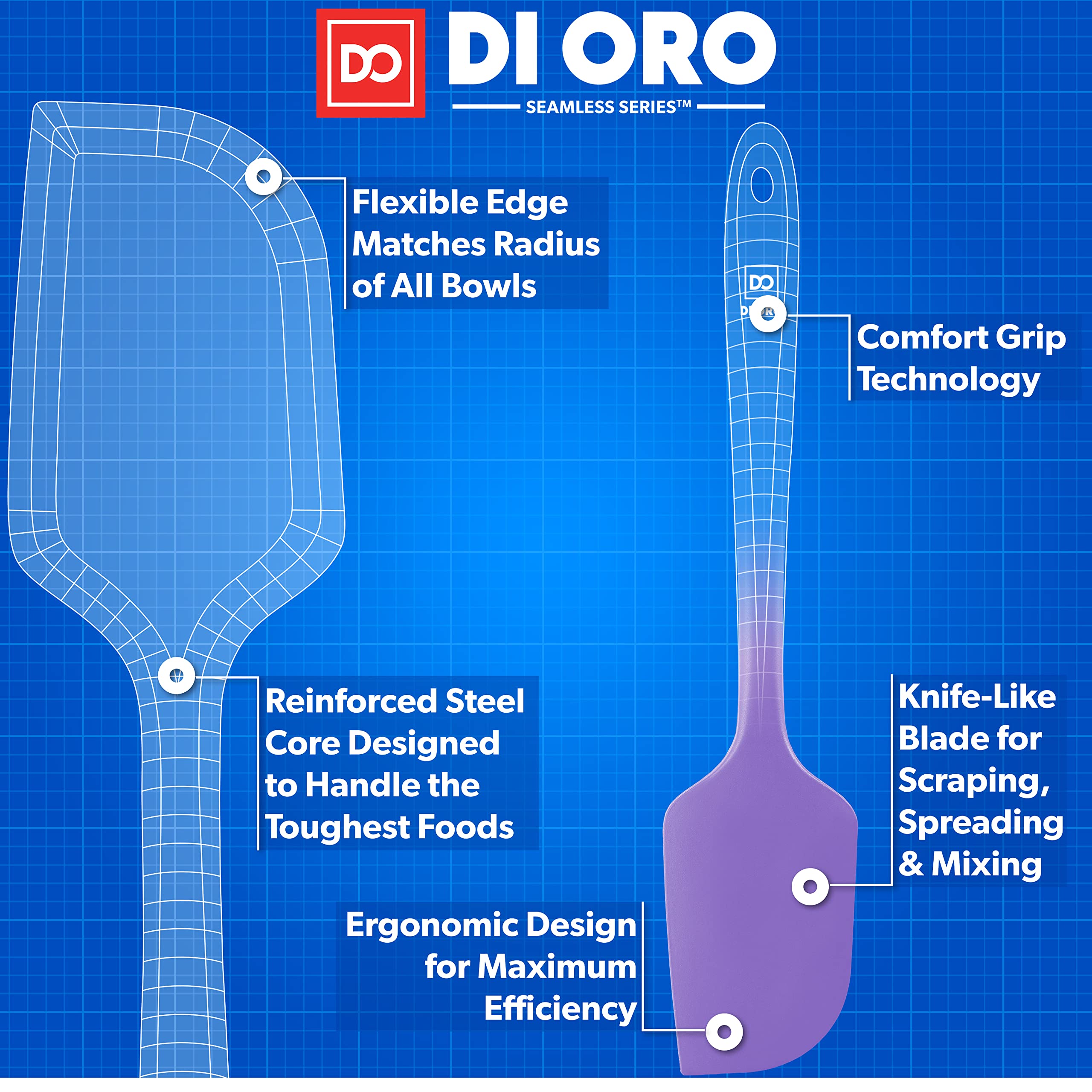 DI ORO Living lavender spatula with S-core stainless steel core for durability