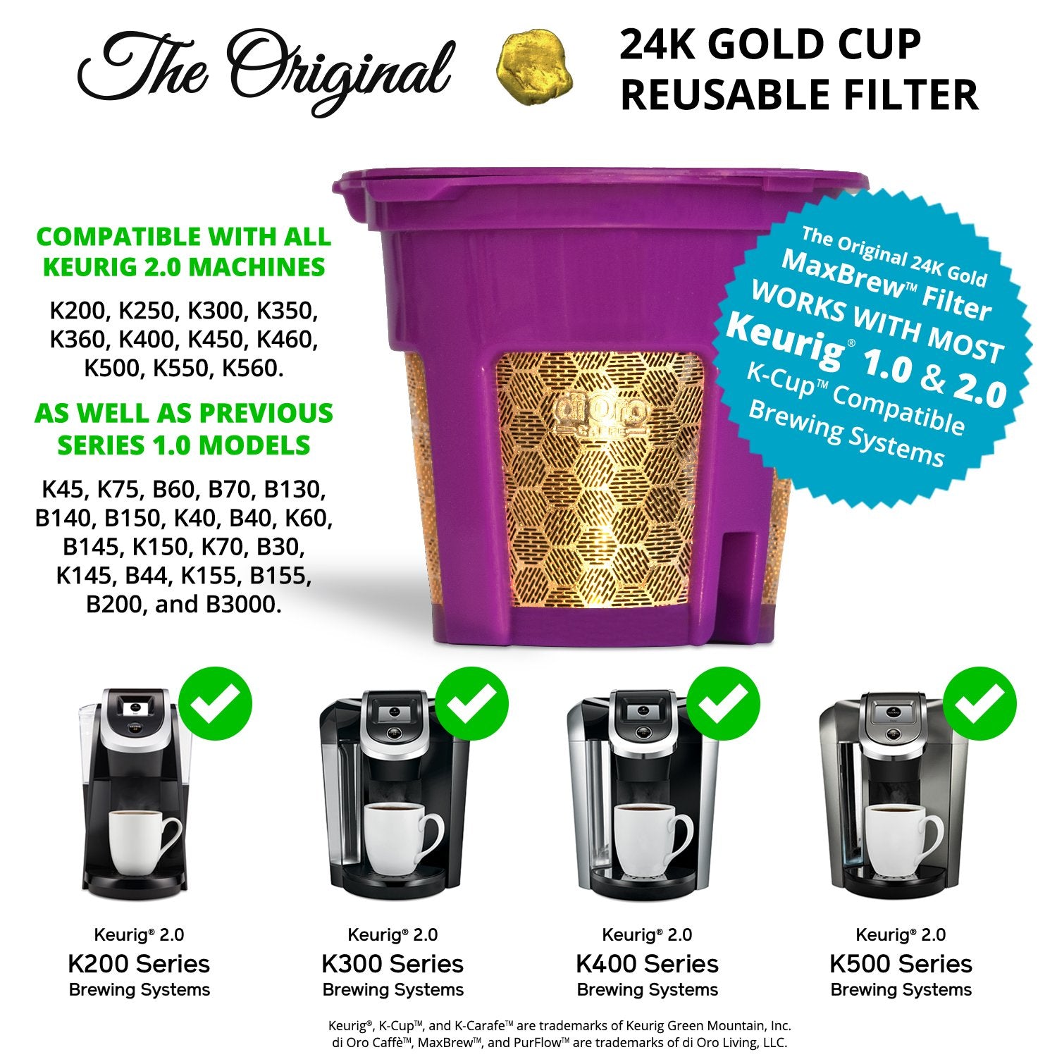 Di Oro MaxBrew filter in use with Keurig 2.0 for fresh brews.
