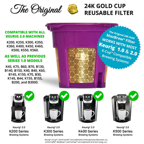 Di Oro MaxBrew filter in use with Keurig 2.0 for fresh brews.