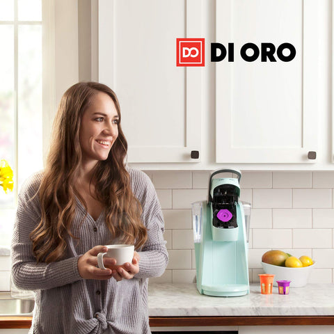 Di Oro MaxBrew purple edition image shows compact size for home brewers.