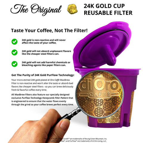Di Oro MaxBrew purple housing demonstrates broad Keurig compatibility.