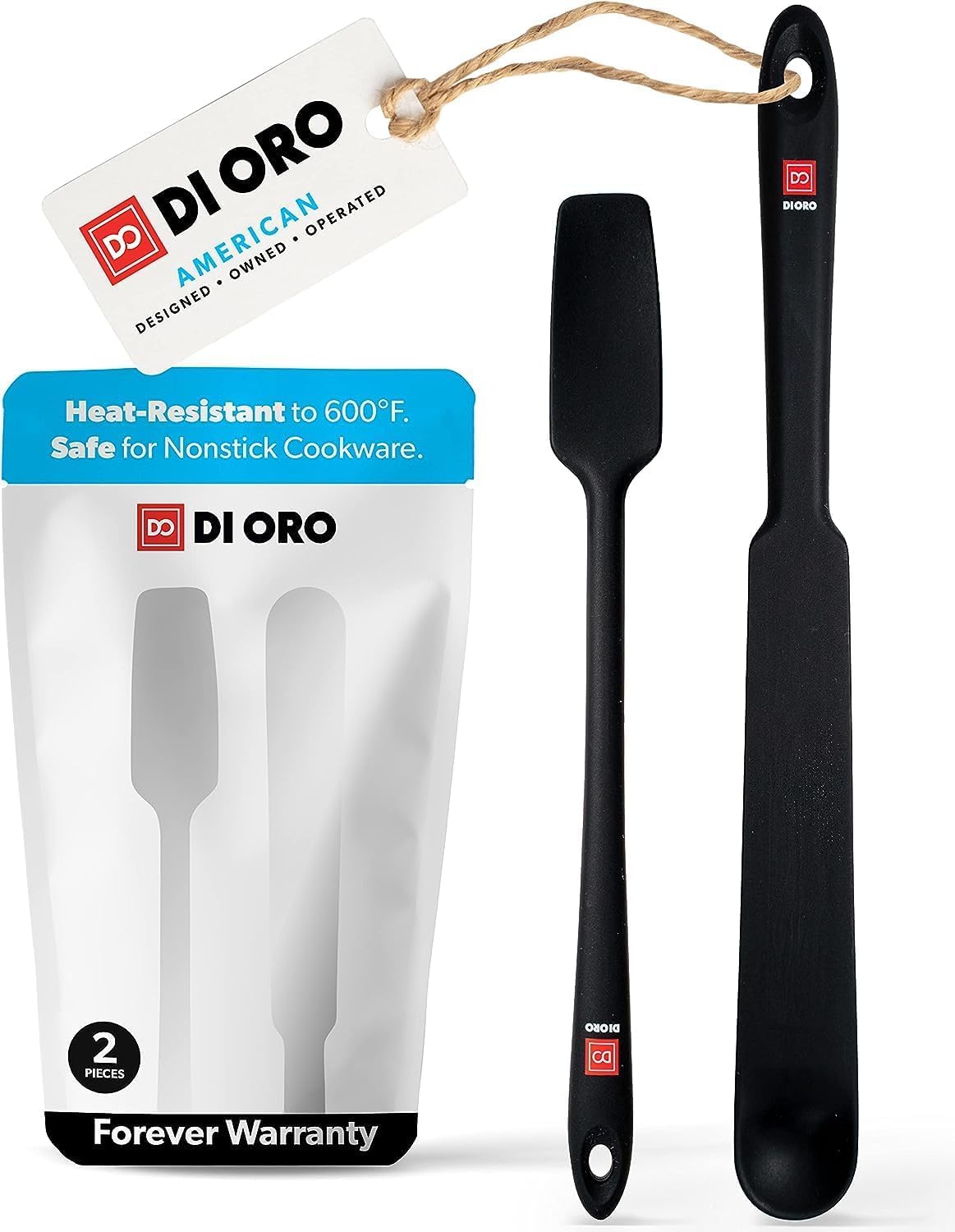 DI ORO silicone blender spatula reaches jar edges for thorough scraping.