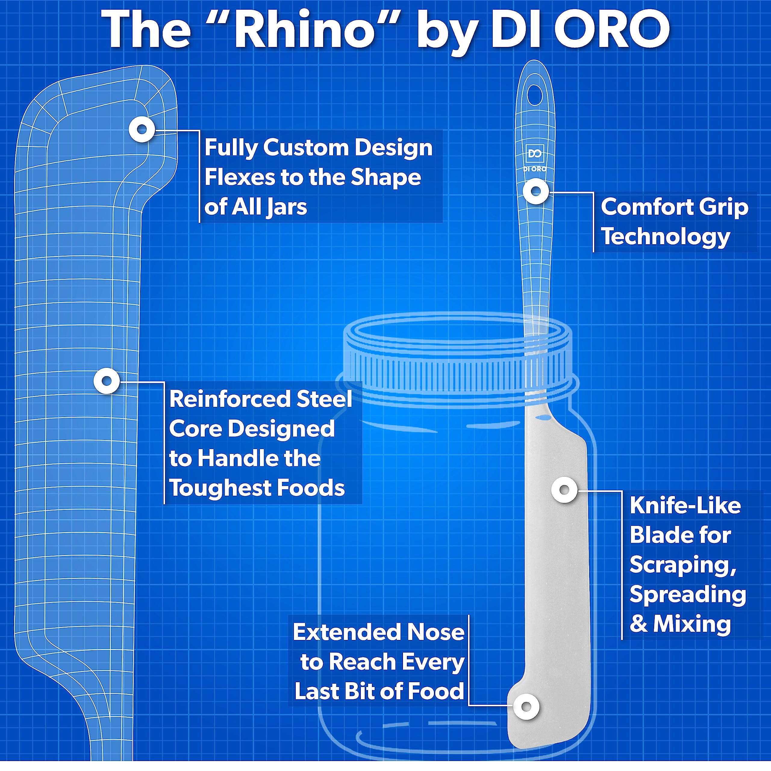 DI ORO silicone jar spatulas demonstrate heat resistance up to 600°F.