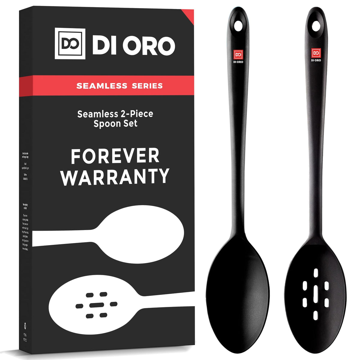 DI ORO silicone spoon solid 13in for stirring sauces without scratching non-stick cookware.
