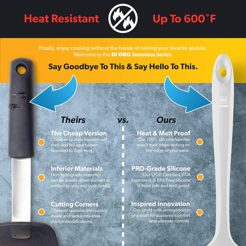 DI ORO silicone spoon spatula safe with nonstick cookware, preventing scratches.