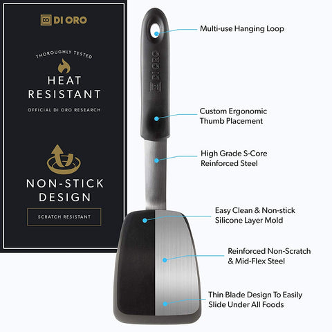 DI ORO silicone standard spatula, ideal for versatile flipping and turning.