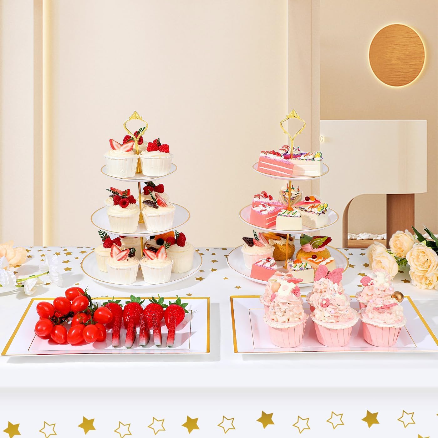 DI QIU REN gold rim trays shine on a dessert table for versatile serving