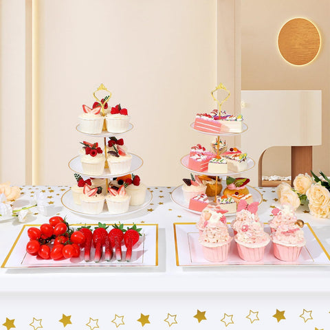 DI QIU REN gold rim trays shine on a dessert table for versatile serving