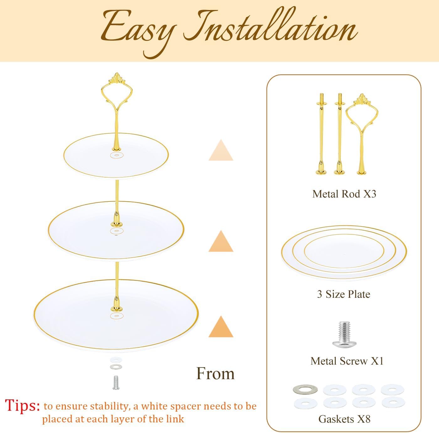 DI QIU REN white cupcake stand with gold rim elevates a dessert display