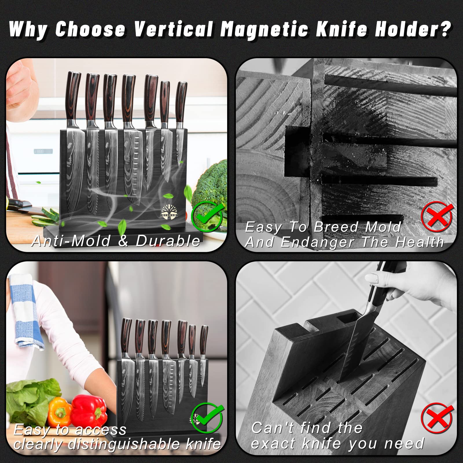 Diagsh 7-piece knife set slicer knife: long, clean slices for meat and fish.