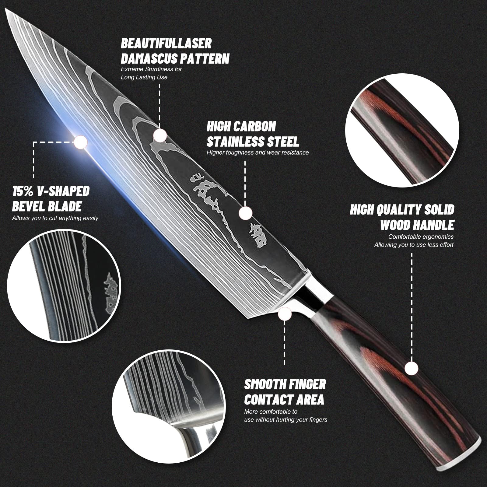 Diagsh 7-piece knife set utility knife: versatile daily slicing and trimming.