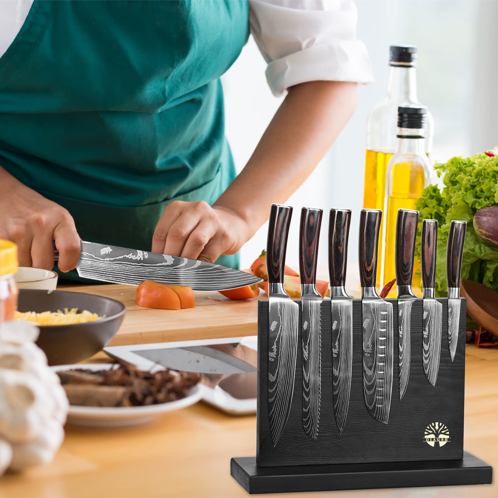 Diagsh magnetic knife block: safe, organized storage keeps blades sharp.
