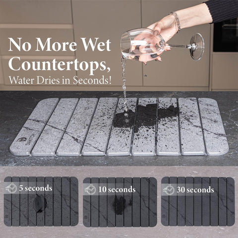 Diakitch stone drying mat includes sanding paper for effortless surface refresh.