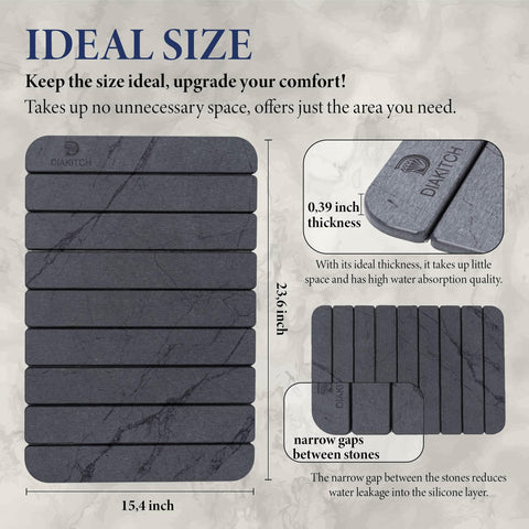 Diakitch stone drying mat absorbs moisture rapidly, keeping countertops clean and dry.