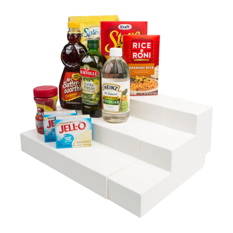 Dial Industries 3-tier adjustable canned goods shelves in cabinet for organized storage
