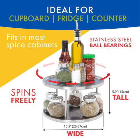 Dial Industries Lazy Susan side view with raised rim prevents items from sliding off