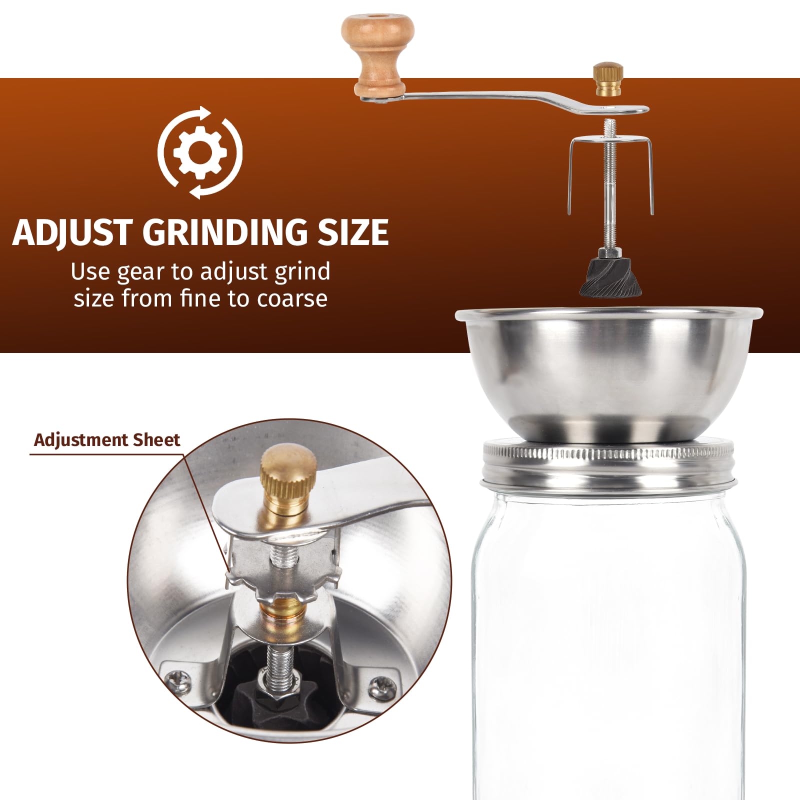 Diatomiteco grinding into mason jar action with grounds collected
