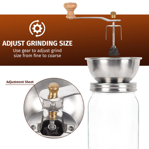 Diatomiteco grinding into mason jar action with grounds collected
