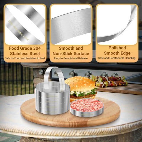 Diatomiteco 4.2 inch inner diameter and 1 inch height burger patty ring