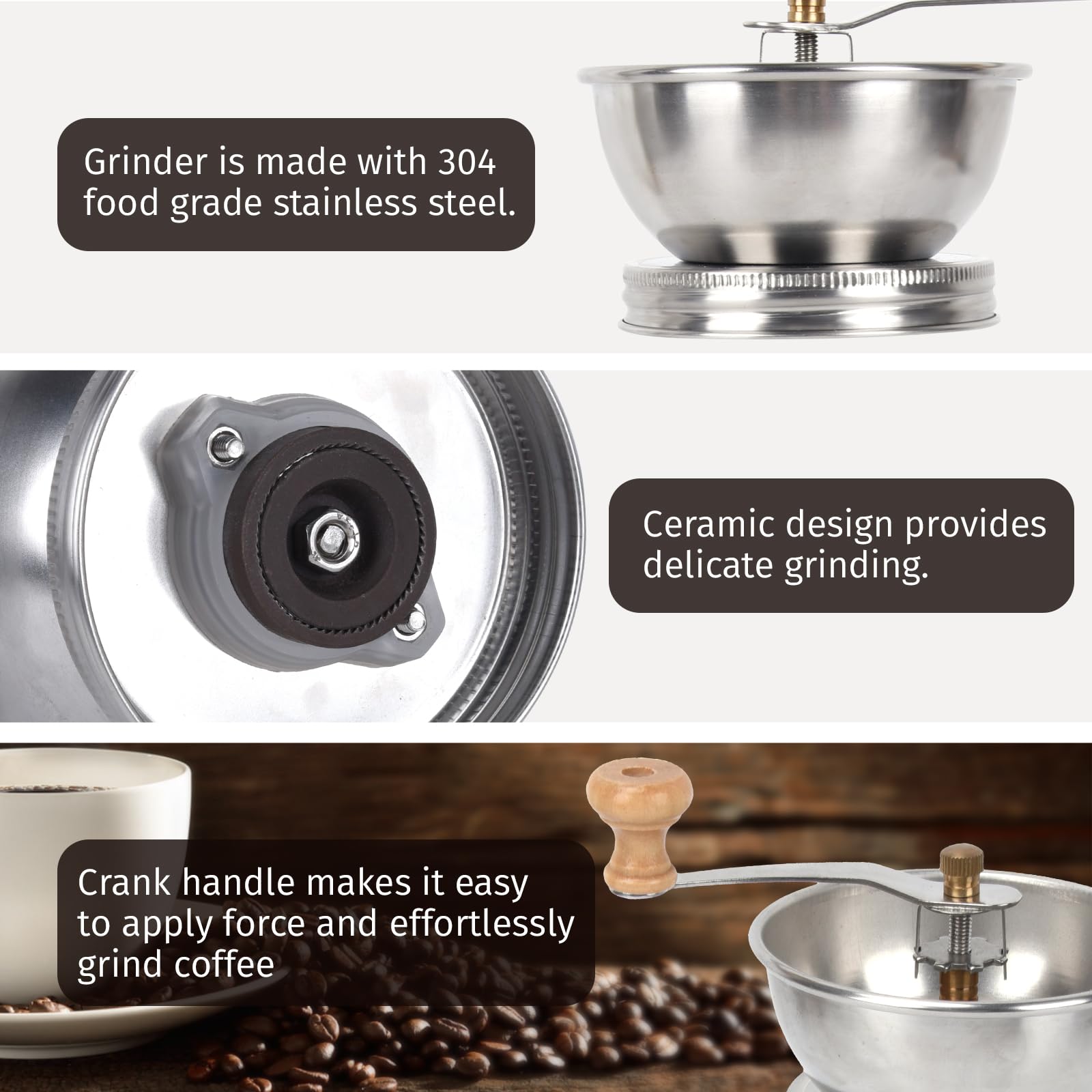 Diatomiteco stainless steel mason jar lid with ceramic burr for aroma preservation