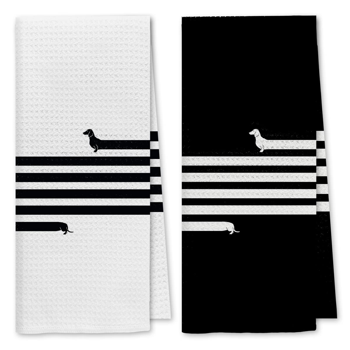 Dibor dachshund kitchen towel with waffle texture for quick absorption