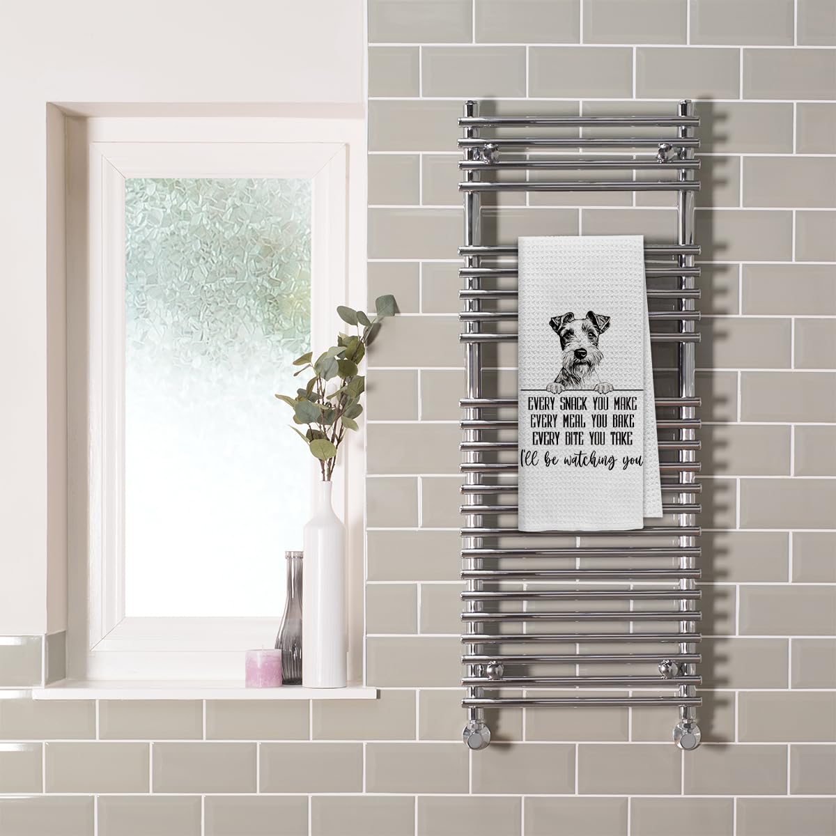 Dibor dog kitchen towel with puppy motif adds charm to routine.