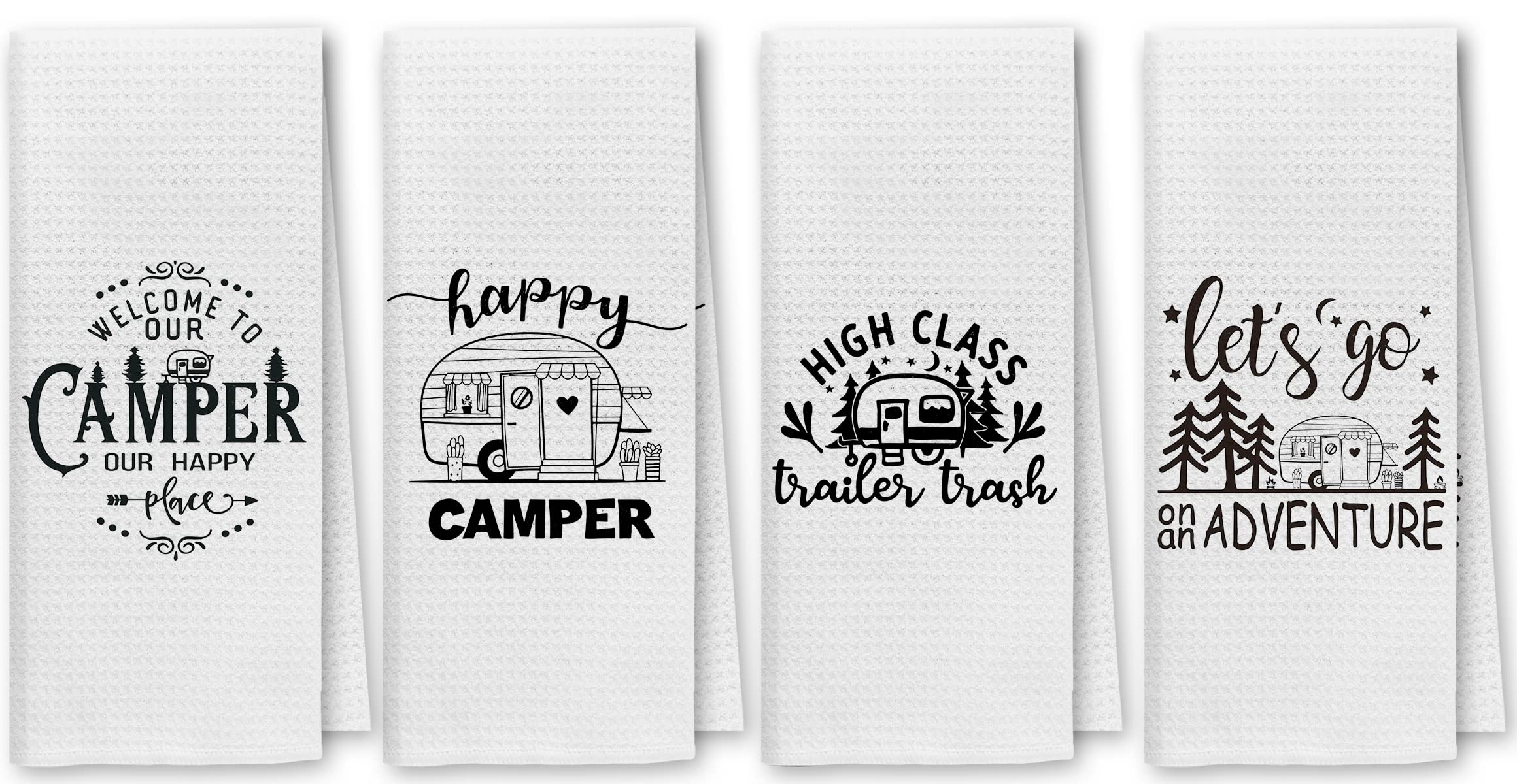 Dibor Happy Camper towel waffle texture close-up showing absorbency.