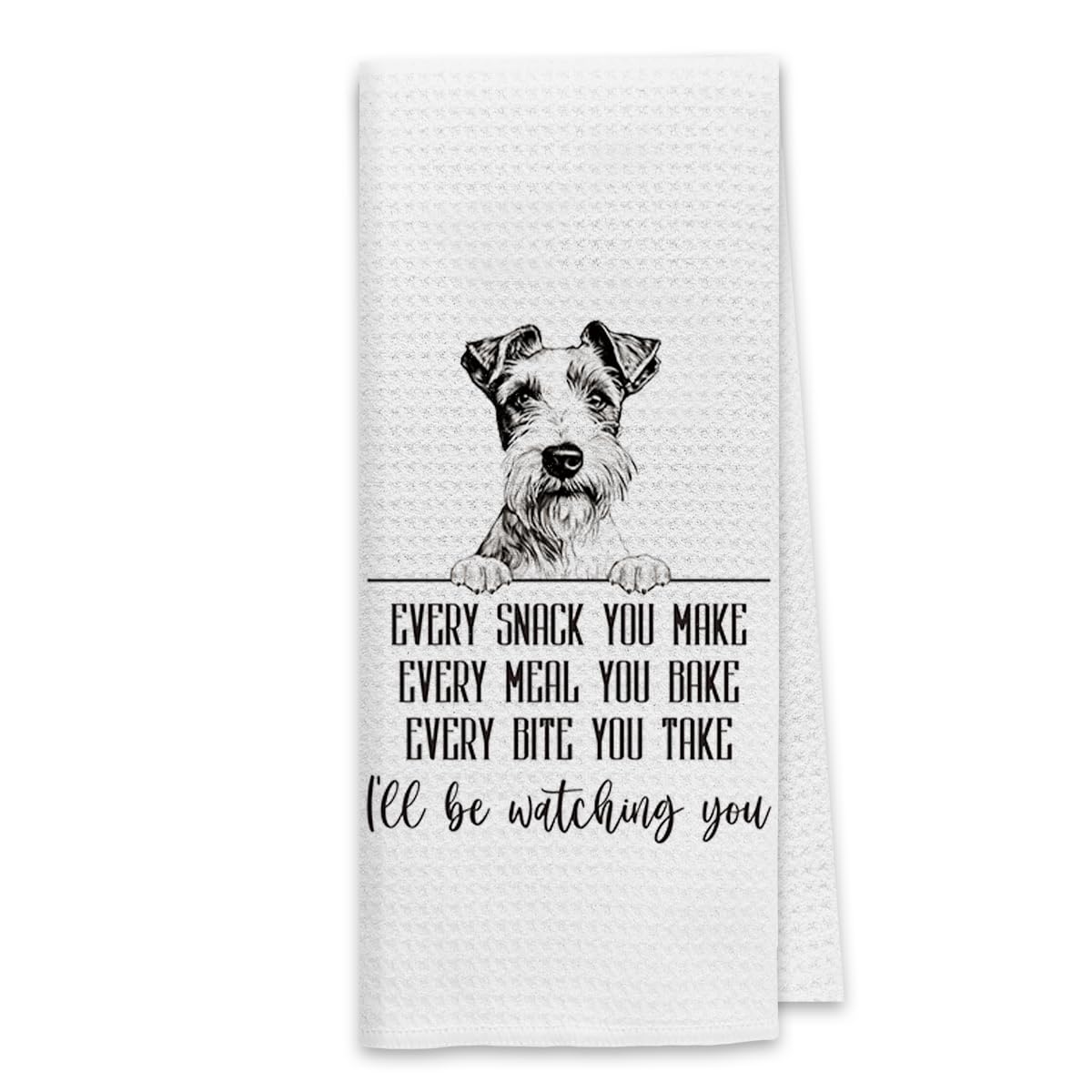 Dibor wire fox terrier dish towel with playful design for kitchen use.