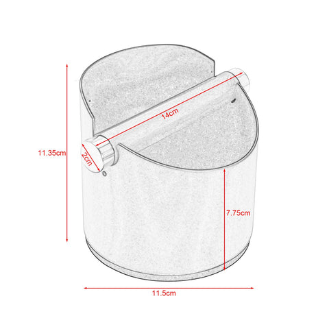 DIBTSA knock box dump bin dimensions fit most drip trays.