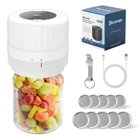 Dicorain VP06+ compact mason jar sealer front view with space-saving design.