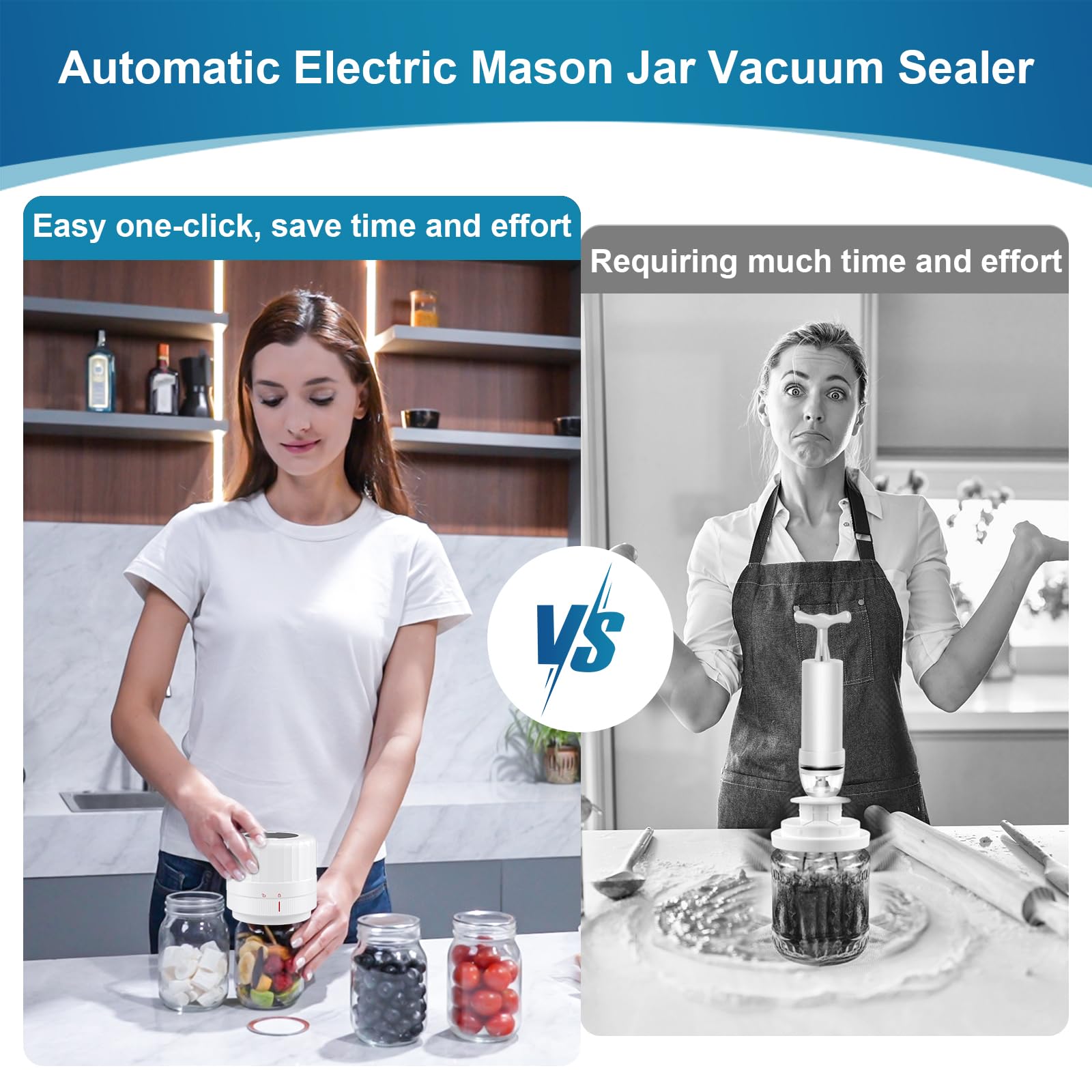 Dicorain VP06+ wide-mouth sealing action shows jar versatility.
