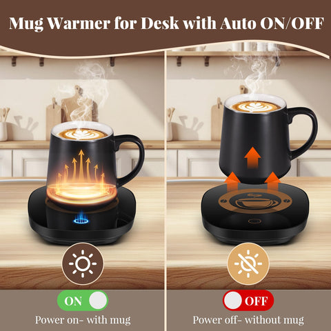 Dicross auto shut-off sensor activates warmth when a mug sits on the warmer