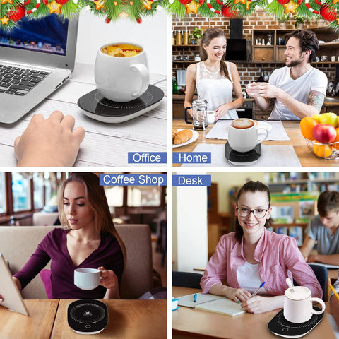 Dicross multi-use warmer heats coffee, tea, milk, or cocoa at your desk