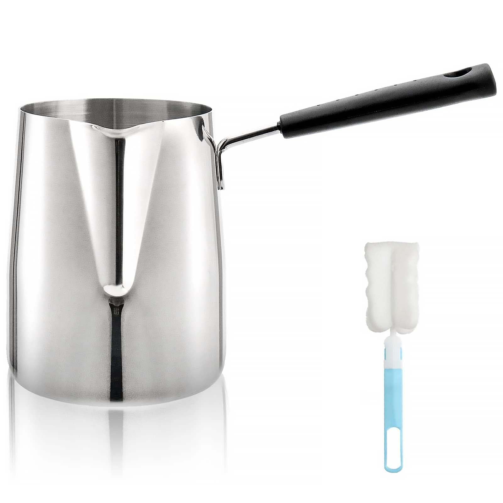 Dicunoy 1qt milk warming pot top view highlights capacity for quick heating.