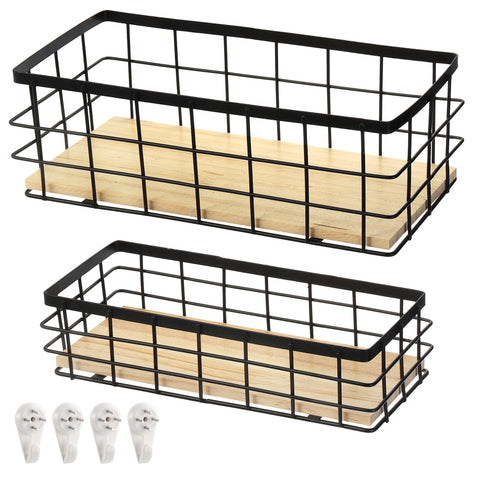 Dicunoy rustic metal wire basket large on countertop for towels and toiletries.