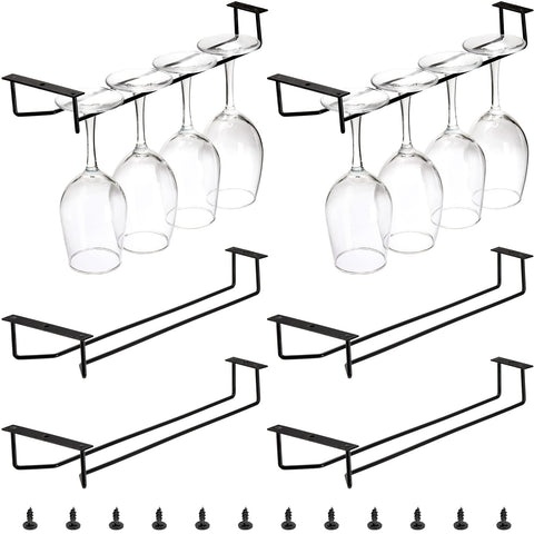 Dicunoy 6-pack black wine glass rack package for tidy storage.