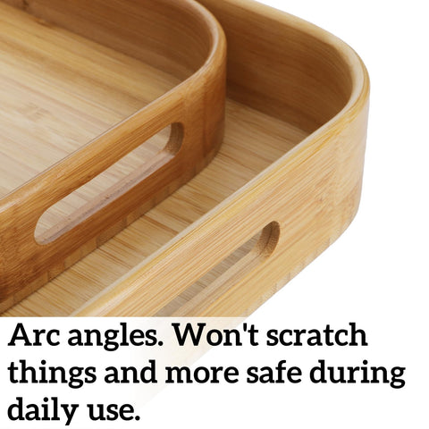 Dicunoy bamboo serving tray with sturdy handles for easy transport