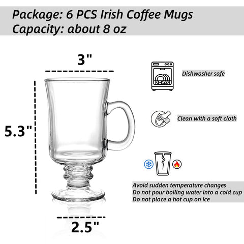 Dicunoy clear stemmed coffee cups with handles ideal for layered beverages