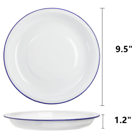 Dicunoy enamel plates with blue rim and white coating for durability