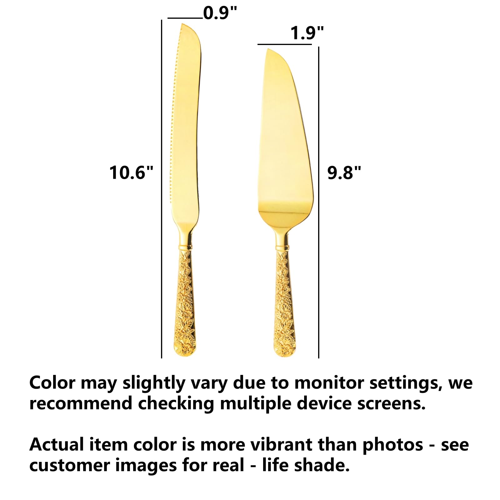 Dicunoy gold cake server with matching engraving for smooth serving.