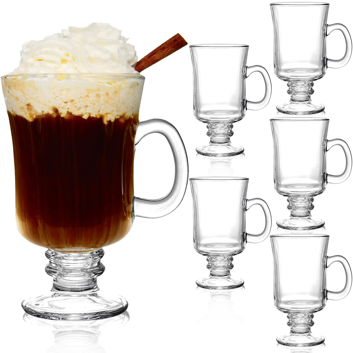 Dicunoy Irish coffee mugs 8oz footed glass set for entertaining at home