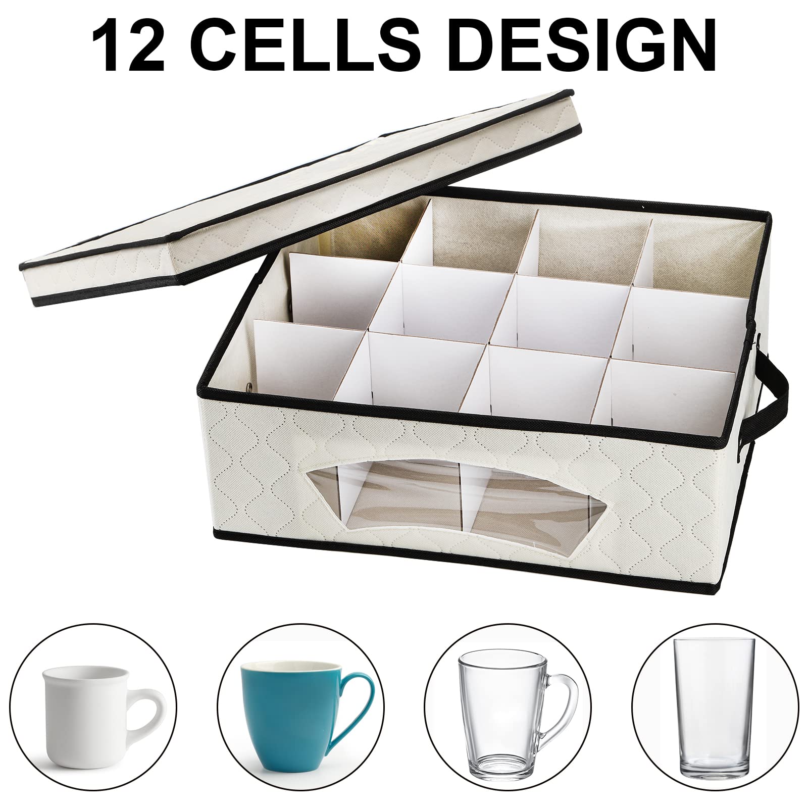 Dicunoy movable dividers inside separate cups to prevent contact.