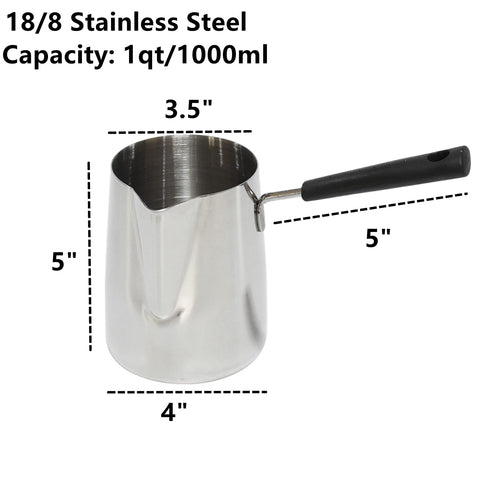 Dicunoy Turkish coffee pot with spout for drip-free pouring.