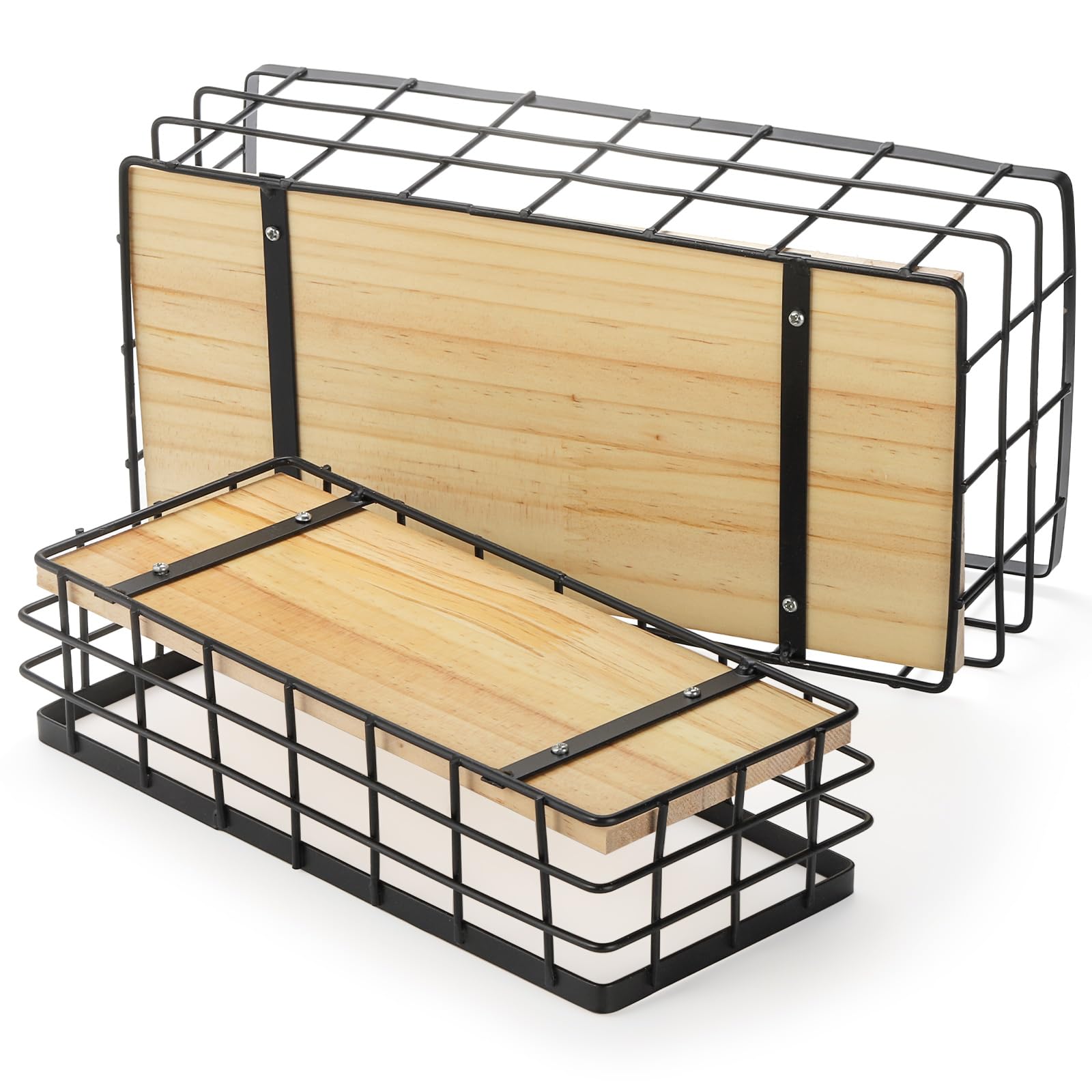 Dicunoy wall-hanging basket with hooks for pantry or bathroom.