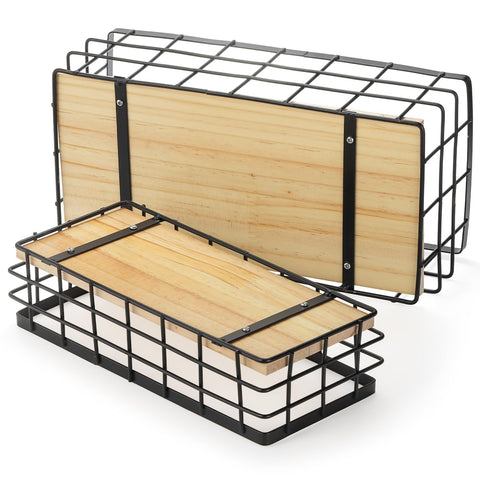 Dicunoy wall-hanging basket with hooks for pantry or bathroom.